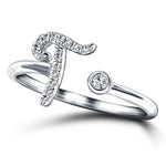 Fancy Diamond Initial 'T' Ring 0.10ct G/SI Quality in 9k White Gold - All Diamond