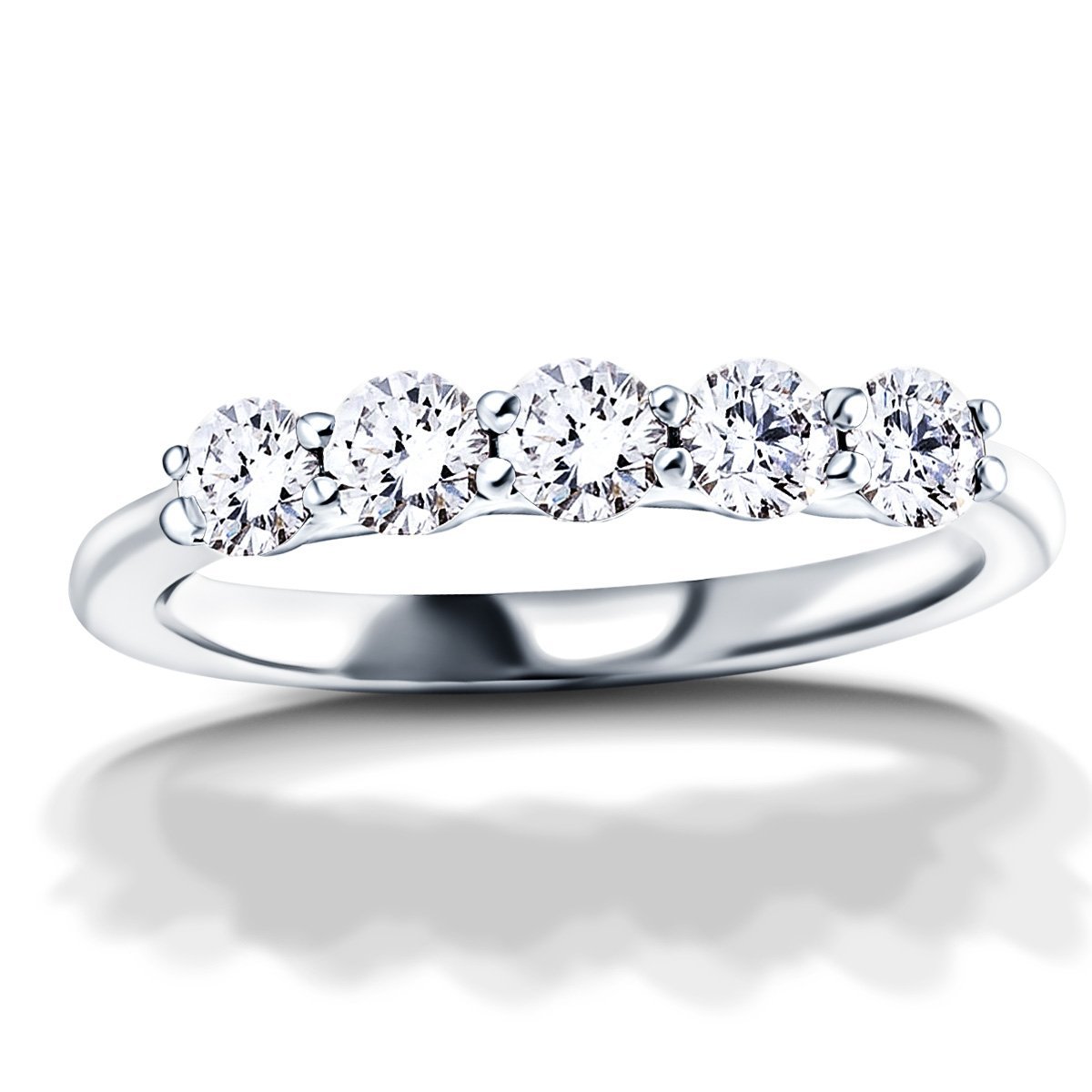 Five Stone Diamond Ring with 3.00ct G/SI Quality in Platinum - All Diamond