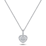 Halo Cluster Heart Necklace 0.70ct G/SI Diamond in 18K White Gold - All Diamond