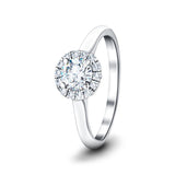 Halo Diamond Engagement Ring with 0.45ct G/SI in 18k White Gold - All Diamond