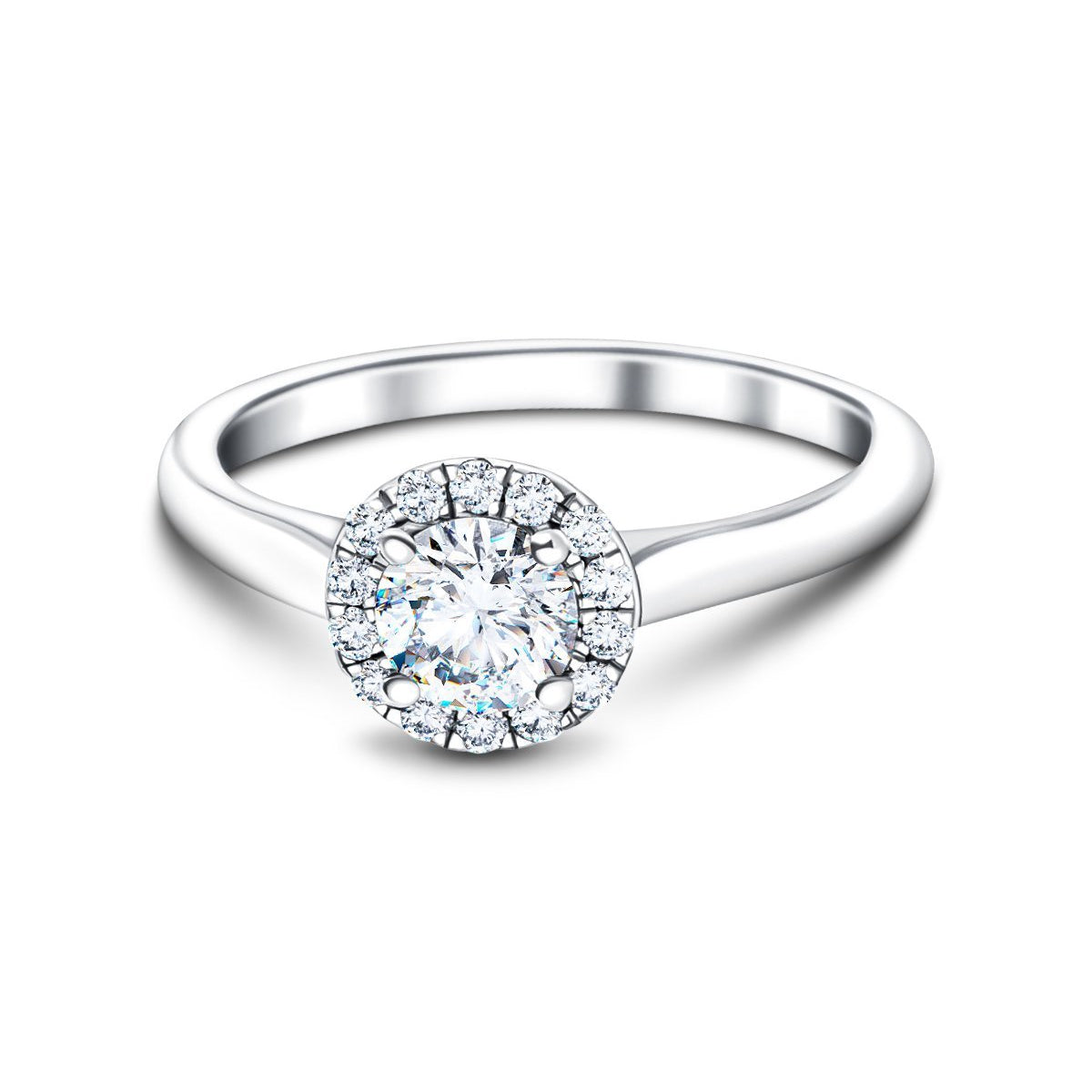Halo Diamond Engagement Ring with 1.00ct G/SI in 18k White Gold - All Diamond