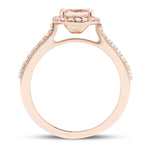 Halo Morganite 0.77ct and Diamond 0.28ct Ring in 9k Rose Gold - All Diamond