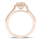 Halo Morganite 0.77ct and Diamond 0.28ct Ring in 9k Rose Gold - All Diamond