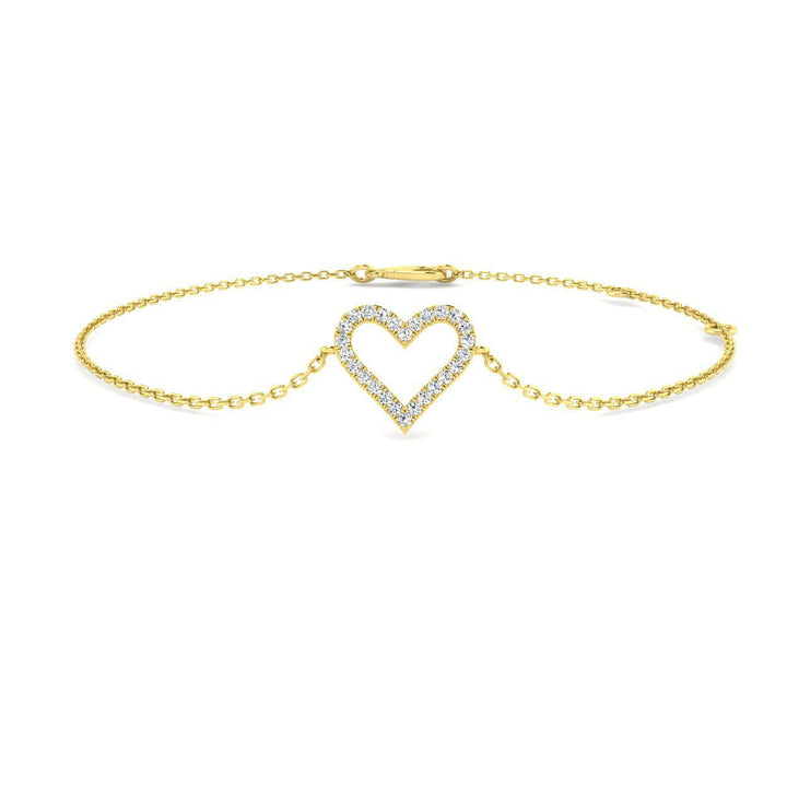 Heart Shape Diamond Bracelet 0.10ct G/SI Quality in 18k Yellow Gold