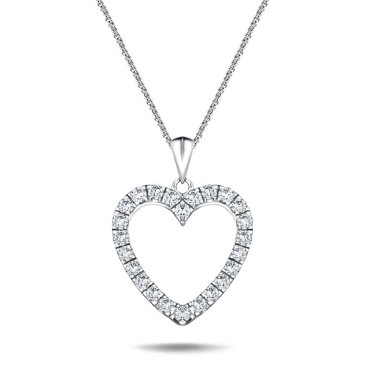 Heart Style Round 0.55ct Diamond Pendant 18K White Gold
