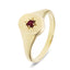 Mens Single Ruby Signet Ring 0.09ct in 9k Yellow Gold