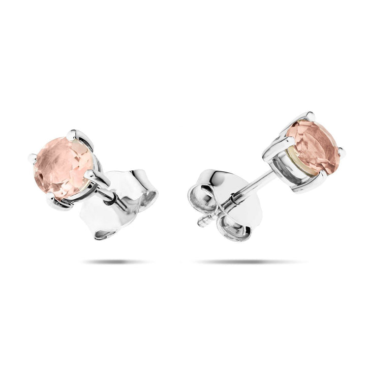 Morganite Solitaire Earrings 0.90ct in 9k White Gold 5.0mm