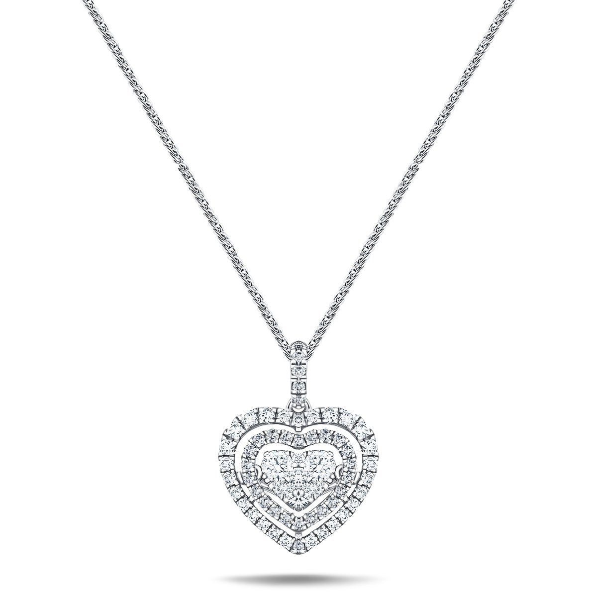 Moveable Diamond Cluster Pendant Necklace 0.65ct 18k Gold 14x18 - All Diamond