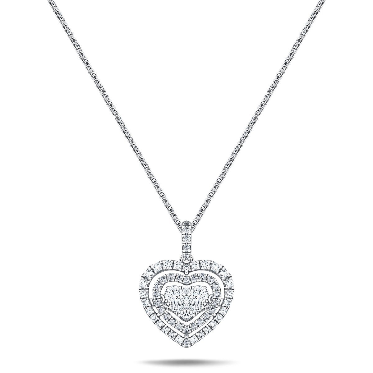 Moveable Diamond Cluster Pendant Necklace 0.65ct 18k Gold 14x18 - All Diamond