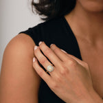 Opal 1.12ct and Diamond 0.52ct Cluster Ring in 9K Yellow Gold - All Diamond