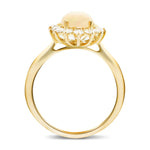 Opal 1.12ct and Diamond 0.52ct Cluster Ring in 9K Yellow Gold - All Diamond