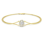 Oval Halo Diamond Bracelet 0.30ct G/SI Quality in 18k Yellow Gold - All Diamond