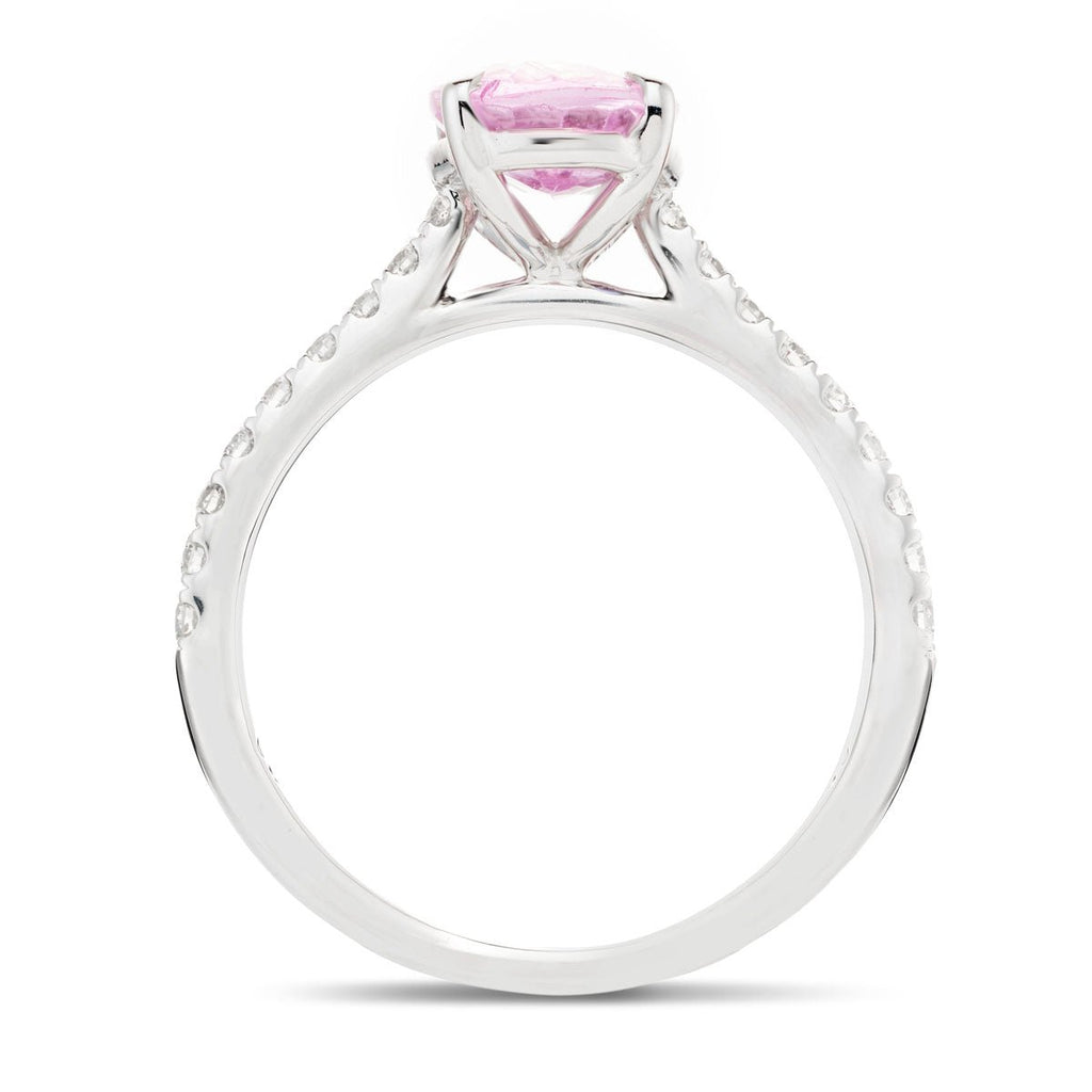 Oval Pink Sapphire and Diamond Engagement Ring 2.30ct 18k White Gold - All Diamond