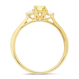 Oval Yellow Diamond 0.75ct Three Stone Engagement Ring in 18k Yellow Gold - All Diamond