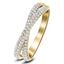 Pave Diamond Half Eternity Crossover Ring 1.00ct G/SI 18k Yellow Gold
