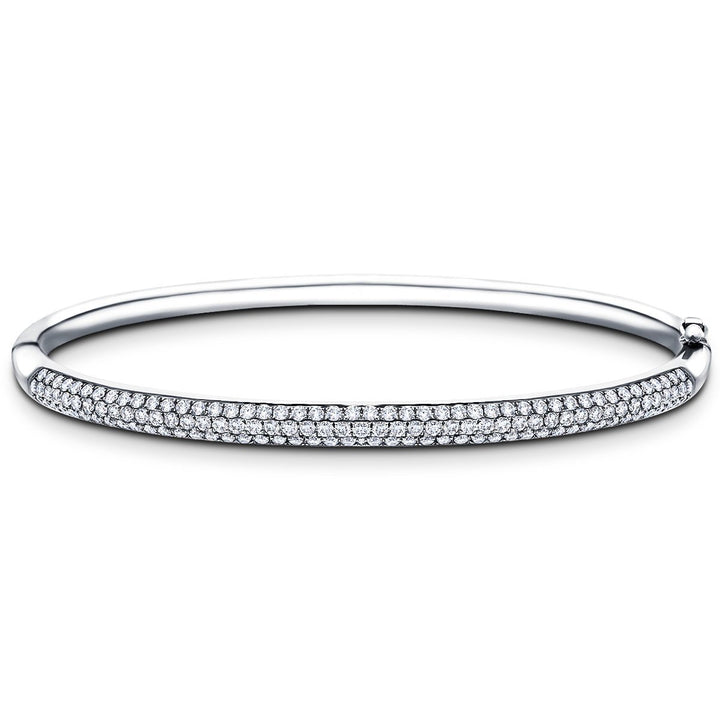 Pave Set Round Diamond Bangle 1.50ct G/SI Diamond in 18k White Gold