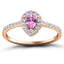 Pear Pink Sapphire & Diamond 0.80ct Halo Ring in 18k Rose Gold - All Diamond
