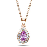 Pear Pink Sapphire & Diamond Pendant Necklace 0.75ct 18k Rose Gold - All Diamond