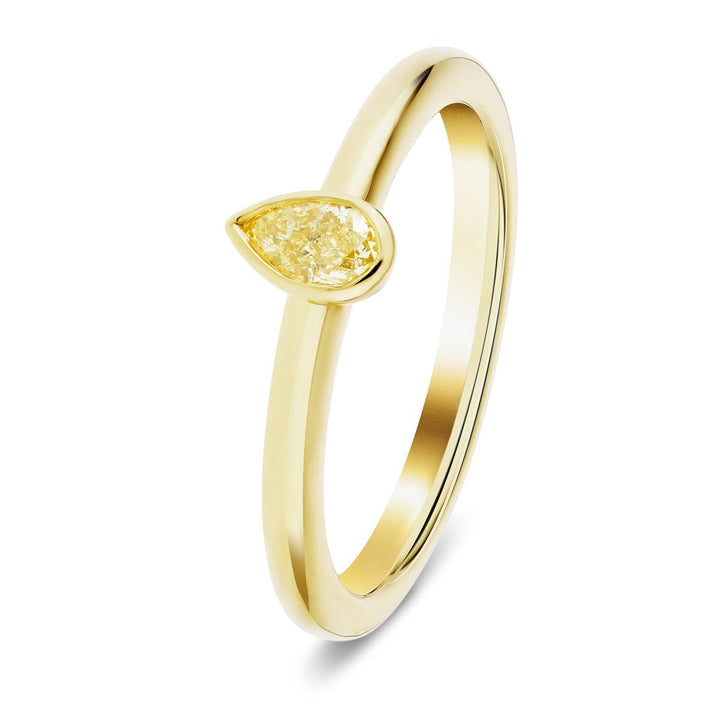 Pear Solitaire Yellow Diamond 0.25ct Engagement Ring in 18k Yellow Gold