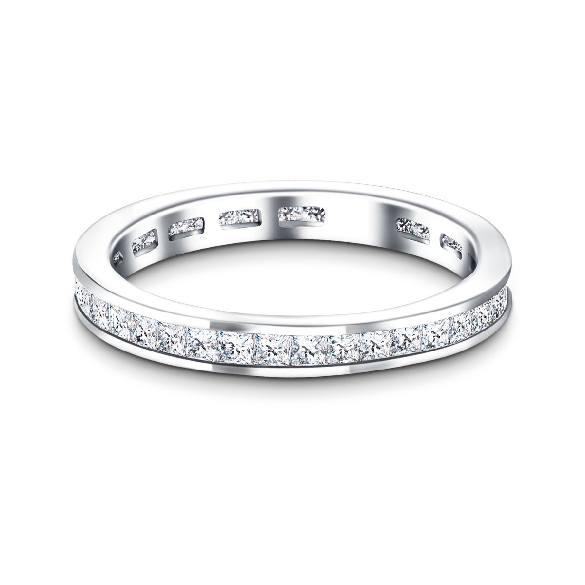 Princess Channel Diamond Full Eternity Ring 0.70ct 18k White Gold - All Diamond