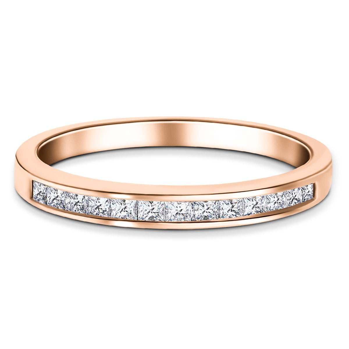 Princess Diamond Half Eternity Ring 0.25ct G/SI 18k Rose Gold 2.5mm - All Diamond