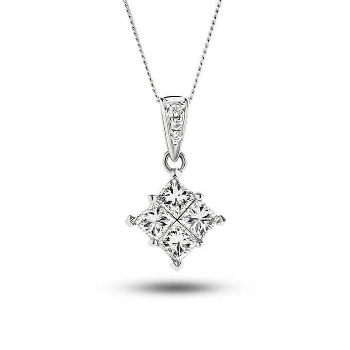 Princess Diamond Illusion Pendant Necklace 0.55ct G/SI 18k White Gold