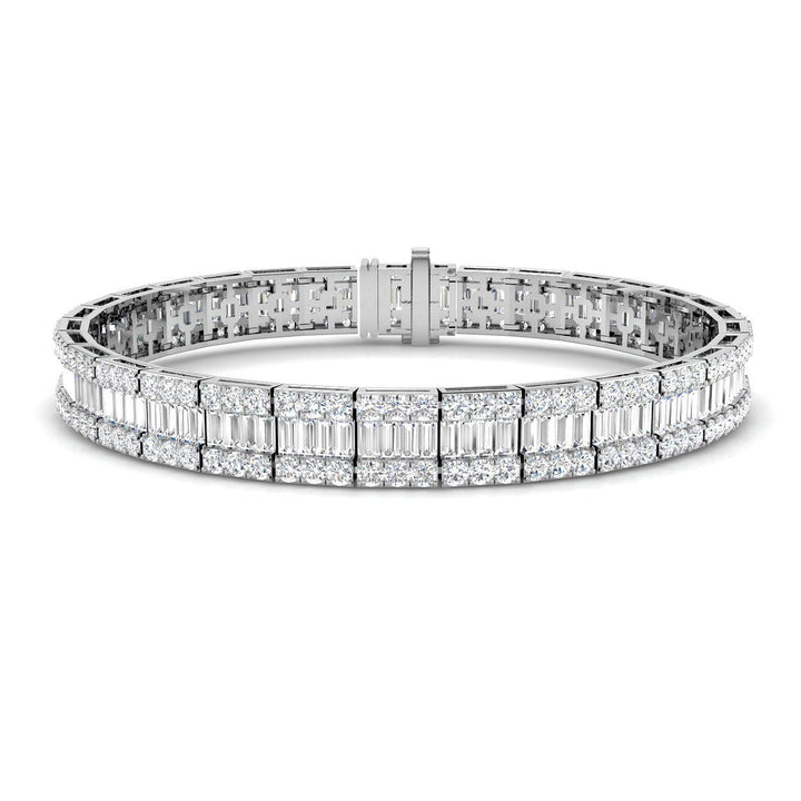 Round & Baguette Diamond Bracelet 10.00ct G/SI in 18k White Gold