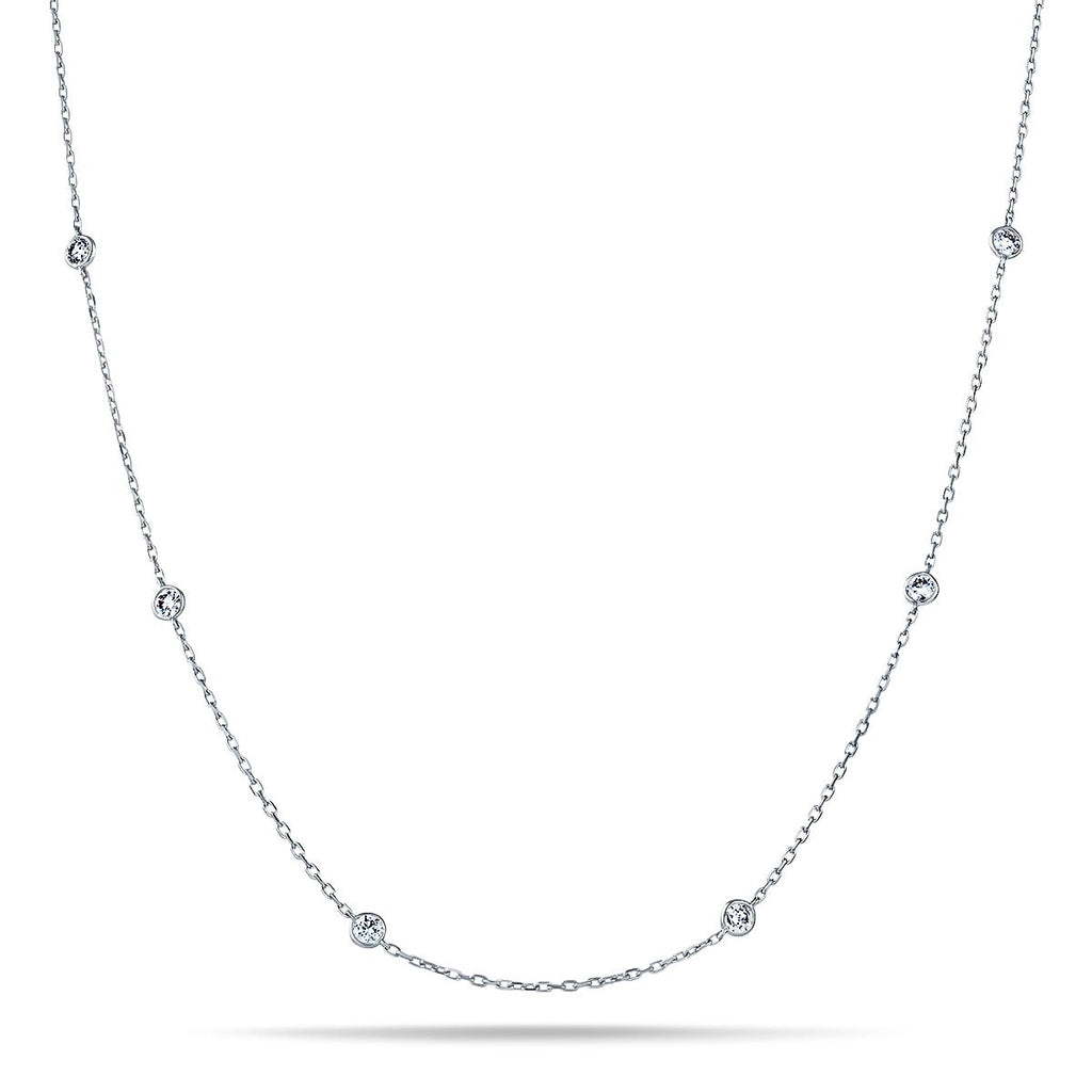 Round Diamond Chain Necklace 0.25ct G/SI 18k White Gold 18" - All Diamond