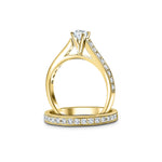 Round Diamond Engagement & Wedding Ring 0.90ct G/SI 18k Yellow Gold - All Diamond