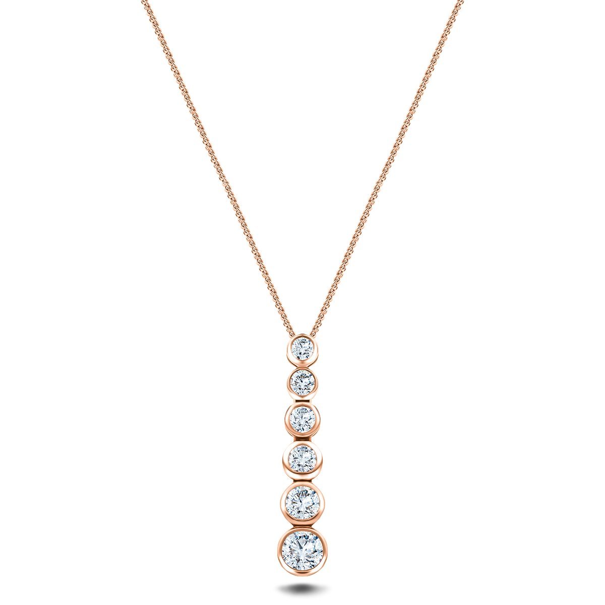 Rub Over Diamond Pendant Necklace 0.65ct G/SI in 18k Rose Gold - All Diamond
