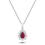 Ruby 0.45ct & 0.20ct G/SI Diamond Necklace in 18k White Gold - All Diamond