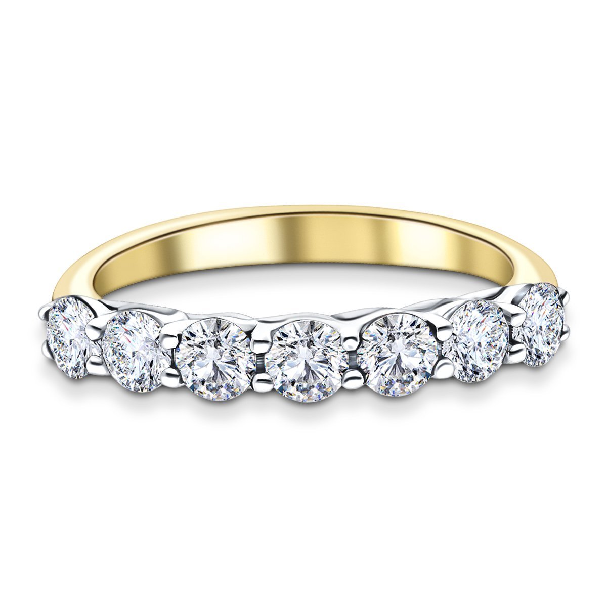Seven Stone Diamond Ring with 1.00ct G/SI Quality in 18k Yellow Gold - All Diamond