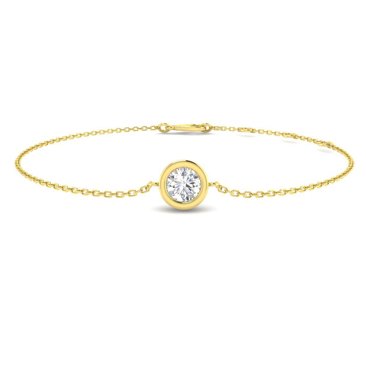 Solitaire Diamond Bracelet G/SI Quality in 18k Yellow Gold