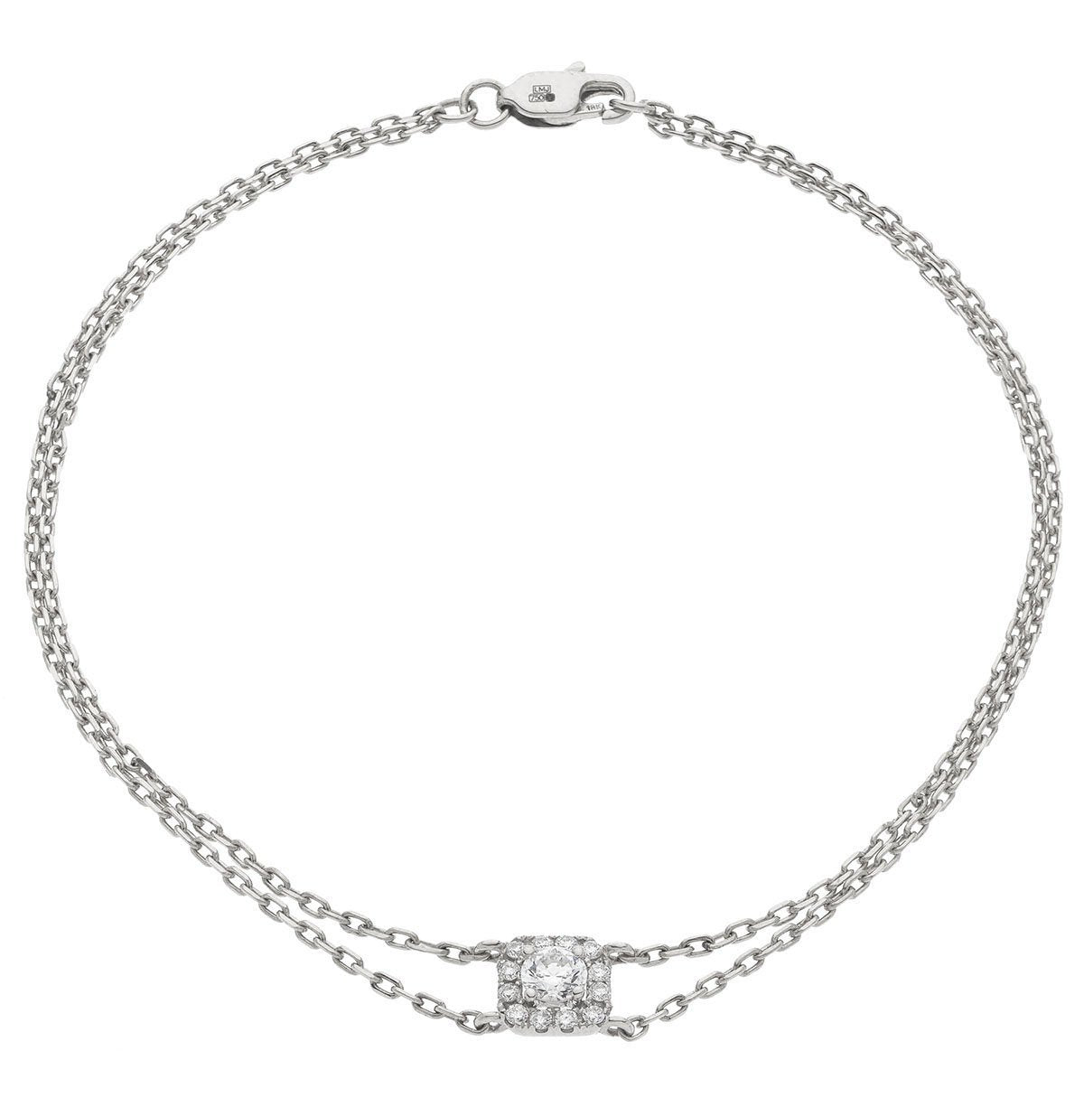 Square Halo Diamond Bracelet 0.50ct G-SI Quality in 18k White Gold - All Diamond