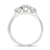 Three Stone Oval Diamond Cluster Engagement Ring 0.55ct G/SI 18k White Gold - All Diamond