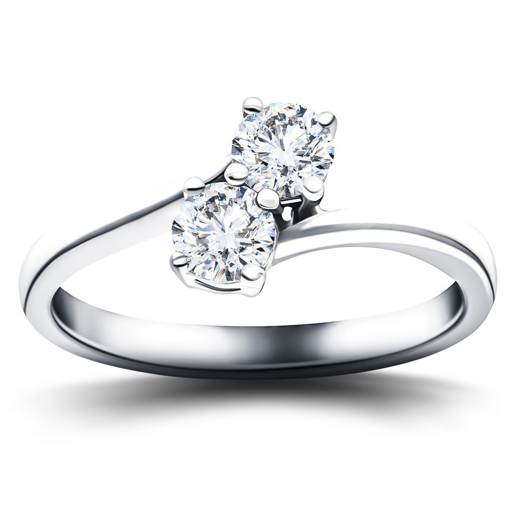 Two Stone Diamond Ring 0.45ct G/SI in 18k White Gold - All Diamond