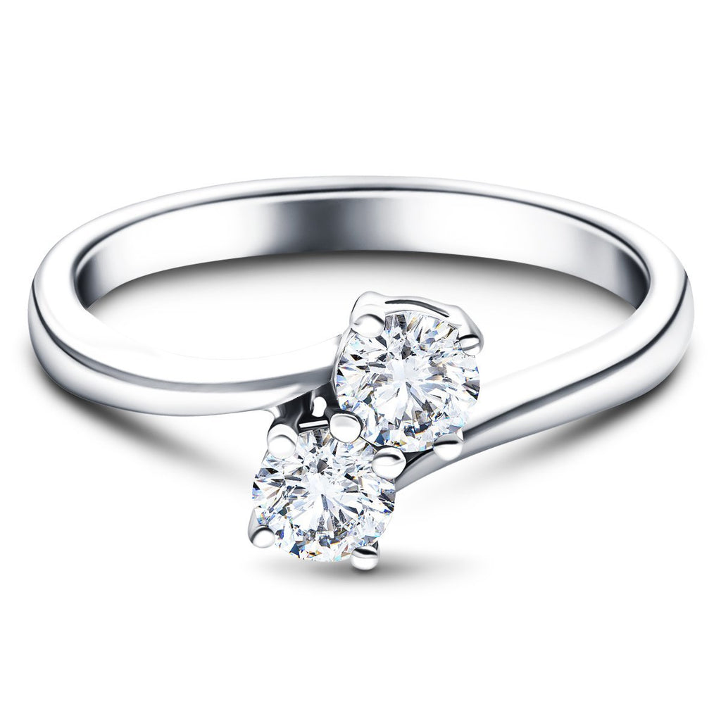 Two Stone Diamond Ring 0.45ct G/SI in 18k White Gold - All Diamond