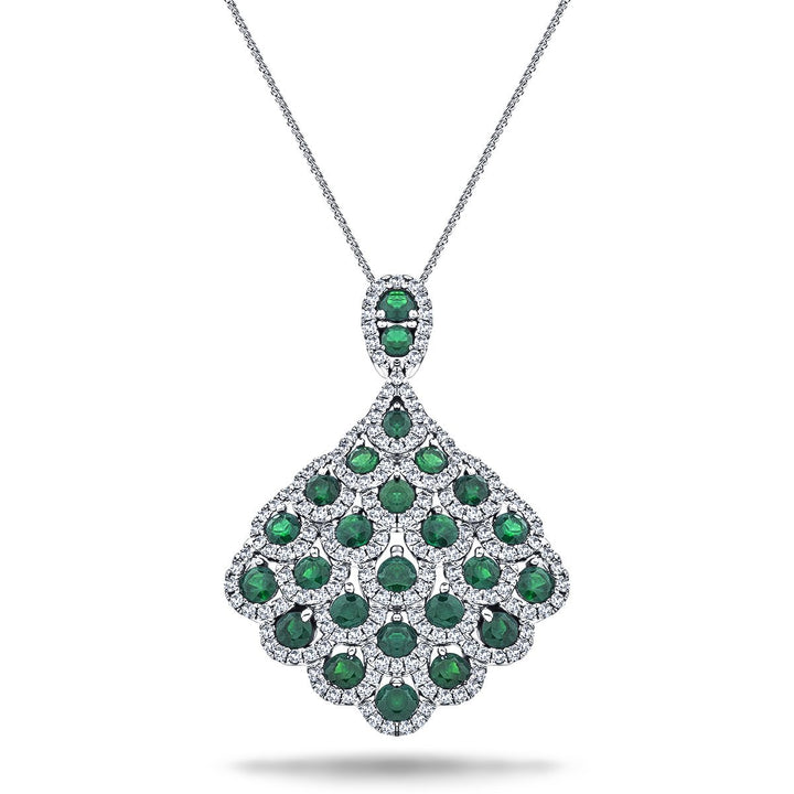 Vintage 2.20ct Emerald & 0.90ct Diamond Drop Necklace White Gold