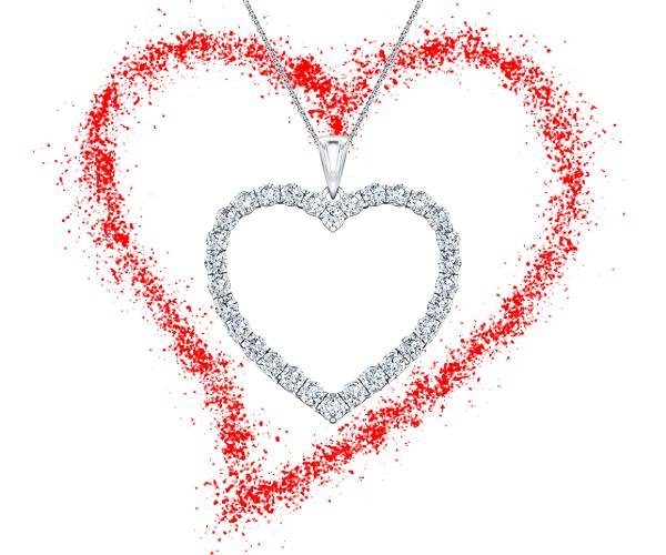 Diamond Heart Pendants & Necklaces for Valentines | All Diamond