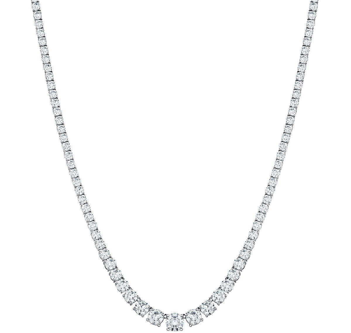 14K White Gold Straight Diamond Tennis Necklace (10.00 CTW - H-I / SI1-SI2)