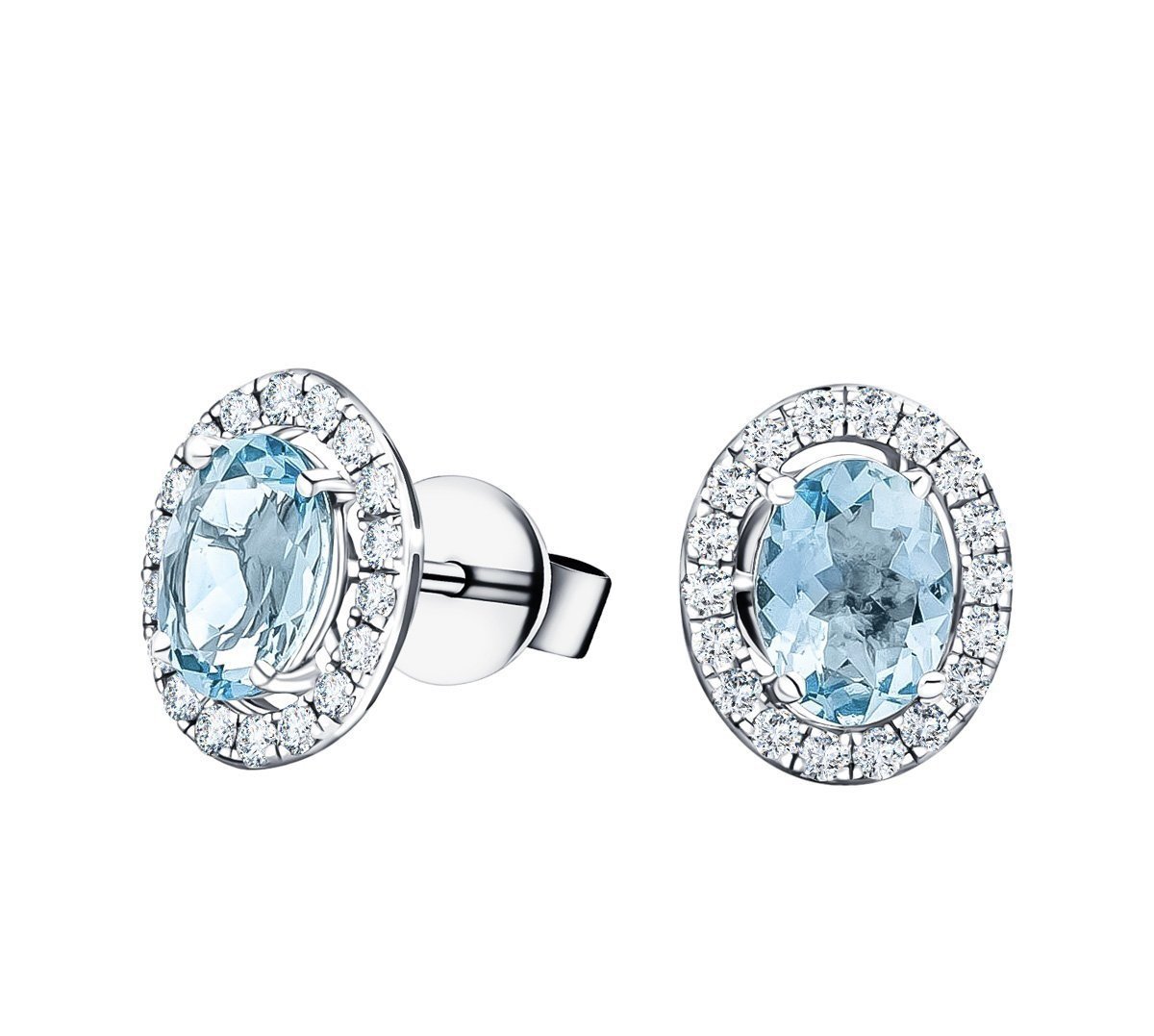 March Aquamarine & Diamond Earrings | All Diamond