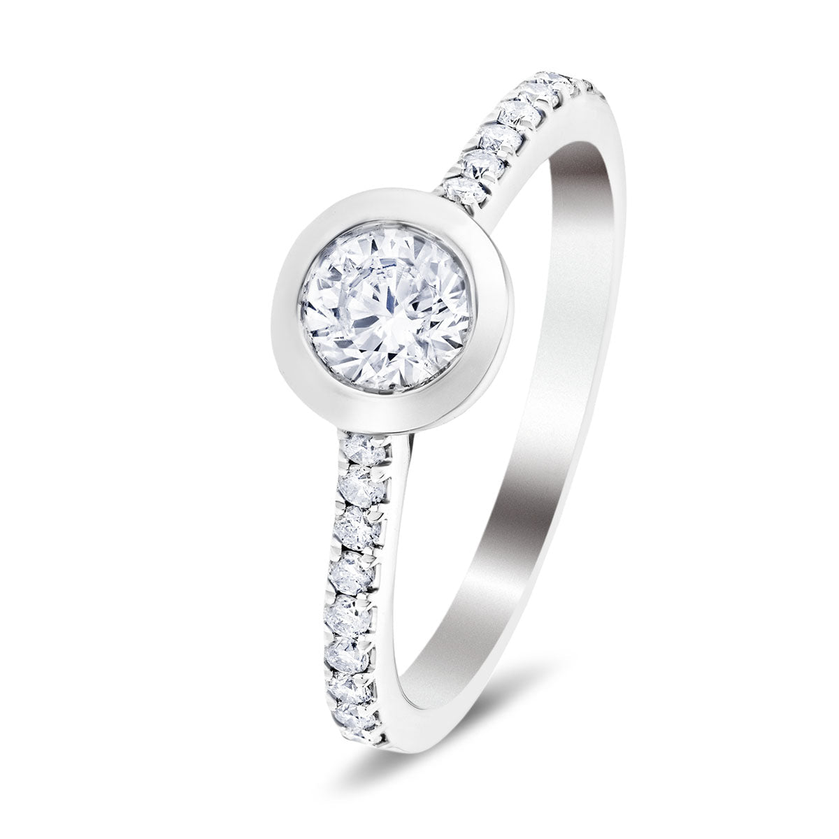 Rub Over Bezel Diamond Engagement Rings | All Diamond