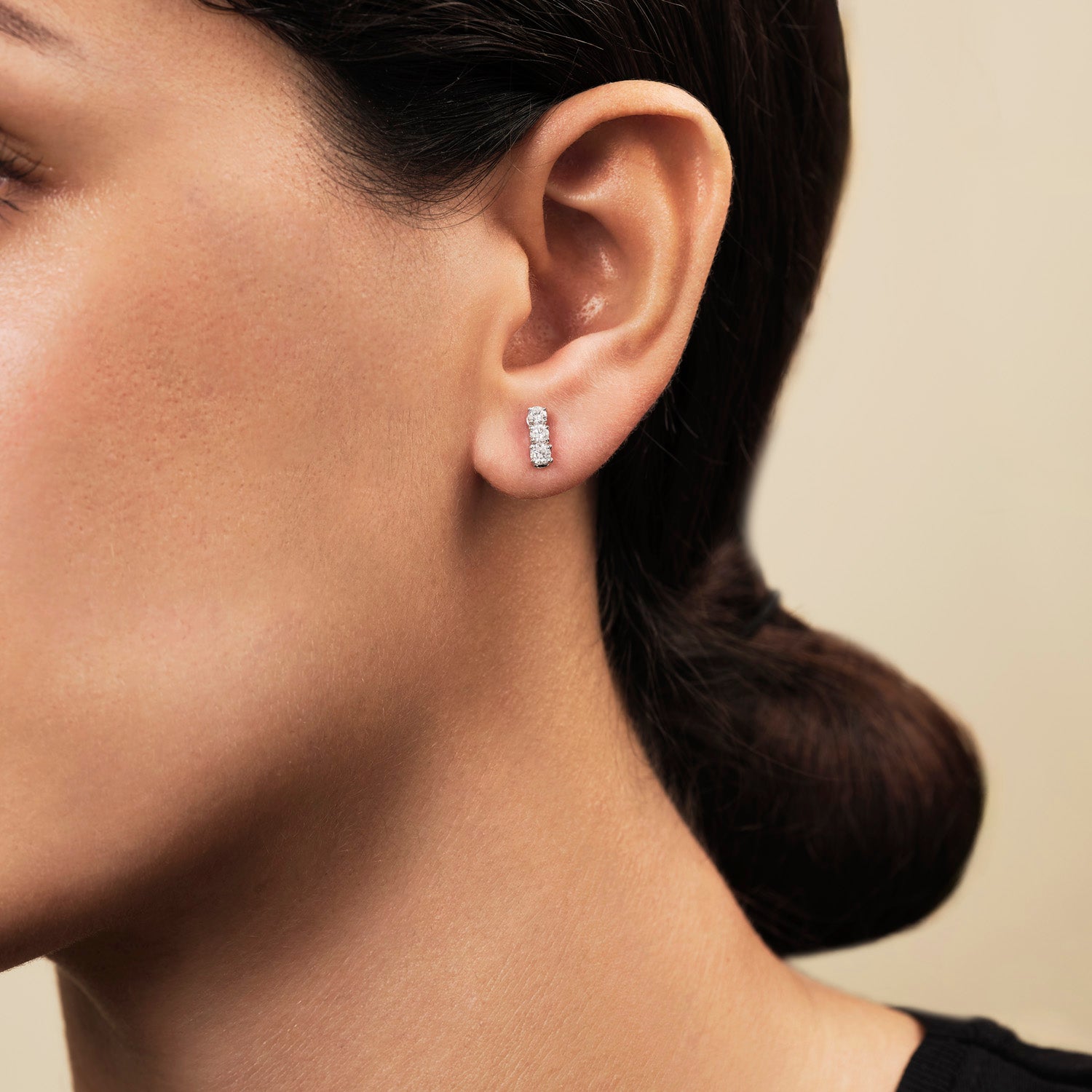 Three Stone Earrings | All Diamond