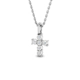 0.15ct Look Classic Claw Set Diamond Cross Pendant in 9k White Gold - All Diamond