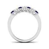 0.35ct Blue Sapphire 0.20ct Diamond Seven Stone Ring 18k White Gold - All Diamond
