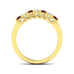 0.35ct Ruby 0.20ct Diamond Seven Stone Ring 18k Yellow Gold - All Diamond