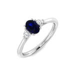 0.54ct Blue Sapphire with 0.16ct Diamond Trilogy Ring 18k White Gold - All Diamond