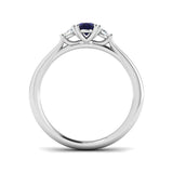 0.54ct Blue Sapphire with 0.16ct Diamond Trilogy Ring 18k White Gold - All Diamond