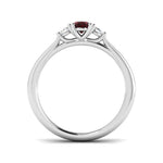 0.54ct Ruby with 0.16ct Diamond Trilogy Ring in 18k White Gold - All Diamond