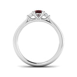 0.54ct Ruby with 0.16ct Diamond Trilogy Ring in 18k White Gold - All Diamond